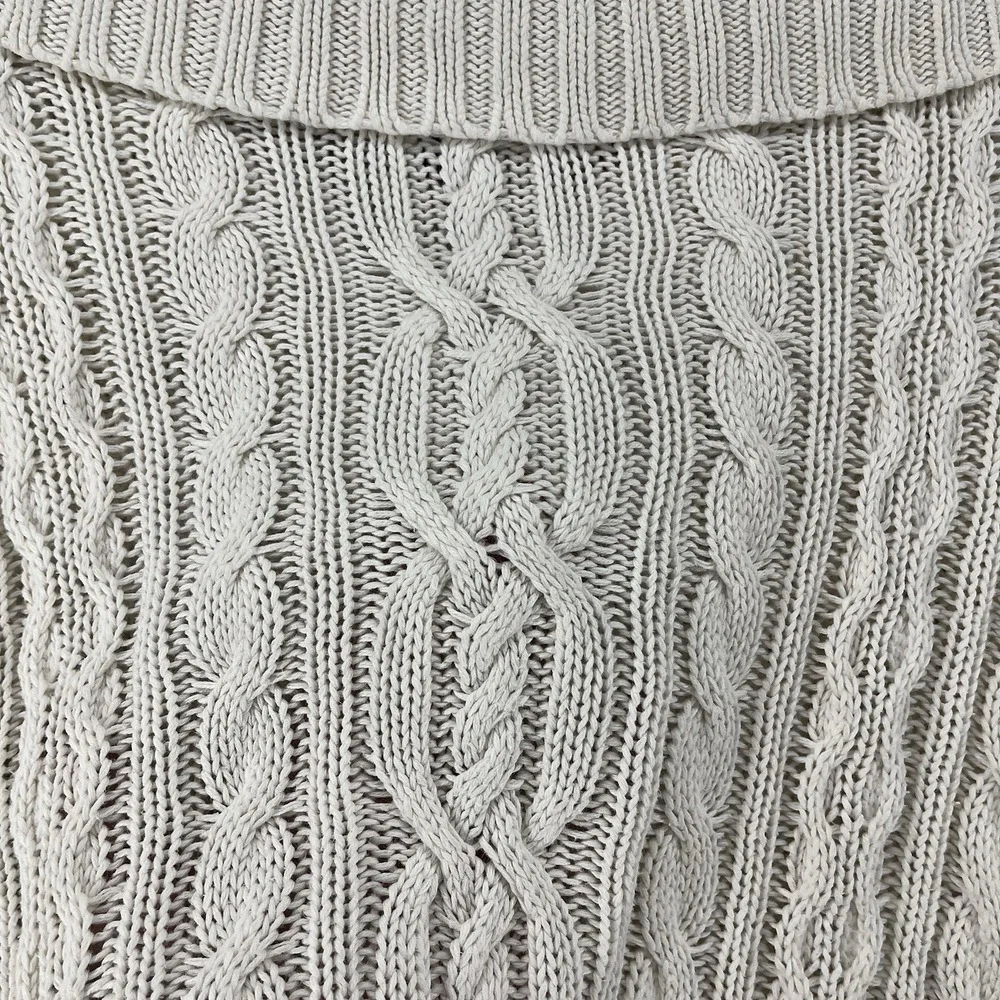 Ralph Lauren Women's Ivory Cable Knit Cotton Zip Sweater Cardigan Large Preppy